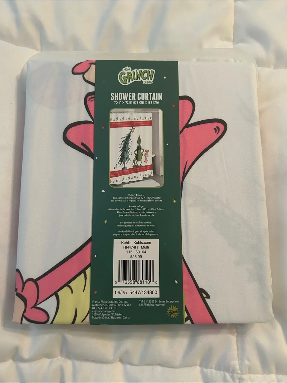 The Grinch Who Stole Christmas White Red Shower Curtain